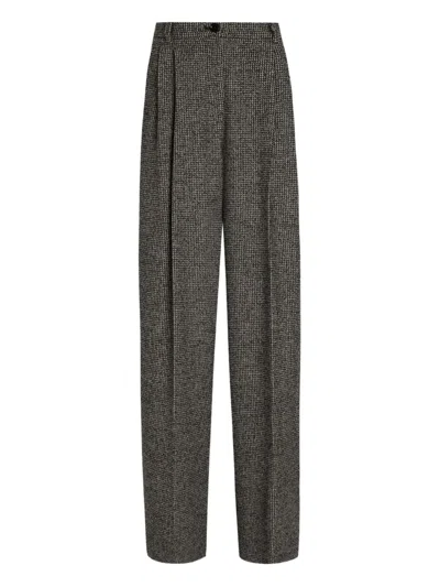 Dolce & Gabbana Pleated Houndstooth Trousers In Black