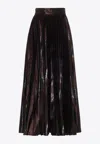 Dolce & Gabbana Bronze Sequined High Waist A-line Maxi Skirt In Brown