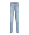 Dolce & Gabbana Straight-leg Blue Jeans With A Distressed Effect In Blue