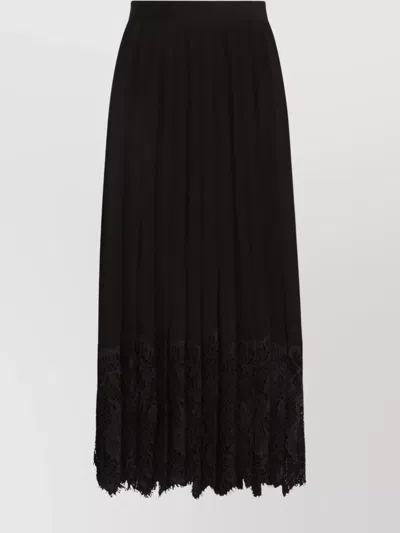 DOLCE & GABBANA PLEATED LACE HEM SKIRT WITH CHAIN BELT