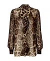 Dolce & Gabbana Pleated Long-sleeved Shirt In Brown