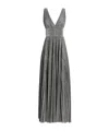 Dolce & Gabbana Long Pleated Dress With Micro-sequin Embellishment In Gray