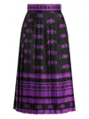 Dolce & Gabbana Dg Logo-print Long Pleated Silk Skirt In Black