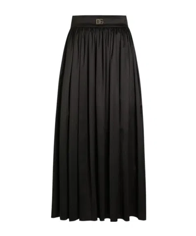 Dolce & Gabbana Skirt With Metal Logo In Black