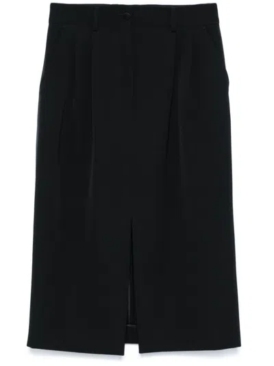 Dolce & Gabbana Pleated Midi Skirt In Black  