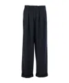 Dolce & Gabbana Black Wool Wide-leg Pant In Blue