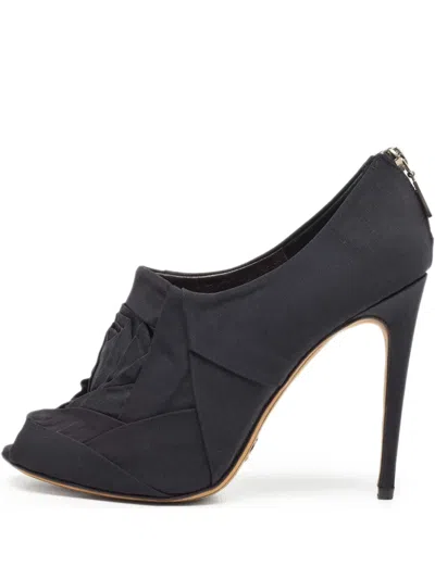 Pre-owned Dolce & Gabbana Pleated Peep-toe Ankle Boots