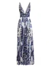 Dolce & Gabbana Pleated Print Dress In Blue