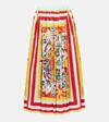 Dolce & Gabbana Pleated Printed Cotton Midi Skirt