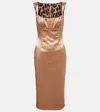 Dolce & Gabbana Sleeveless Pleated Stretch Satin Midi Dress In Sand