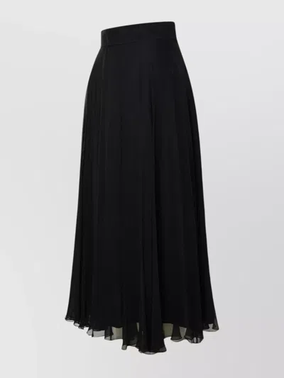 Dolce & Gabbana Pleated Sheer Overlay Silk Skirt In Black