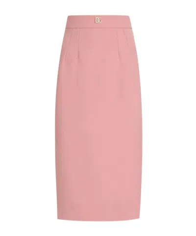 DOLCE & GABBANA DOLCE  GABBANA DG LOGO PLAQUE HIGH WAIST MIDI SKIRT