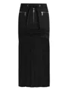 Dolce & Gabbana Black Skirt With Pleated Design And Drawstring Waist In Silk Blend Stretch Woman In Animal Print