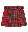 Dolce & Gabbana Pleated Tartan Virgin Wool Skirt In Red