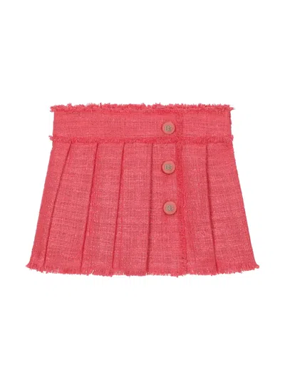 Dolce & Gabbana Pleated Cotton-blend Tweed Skirt In Pink