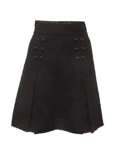 Pre-owned Dolce & Gabbana Pleated Tweed-texture Mini Skirt In Black