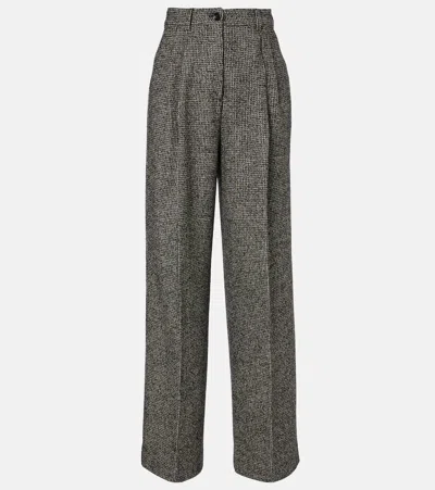 Dolce & Gabbana Pleated Wool-blend Wide-leg Pants In Black