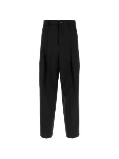Dolce & Gabbana Tela Di Wool Straight-leg Pants In Black