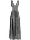 Dolce & Gabbana Long Pleated Dress With Micro-sequin Embellishment In Silver