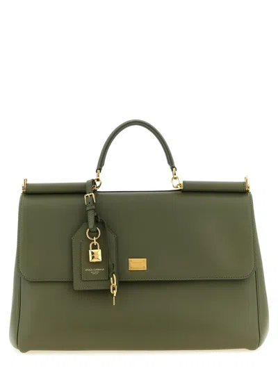 Dolce & Gabbana Plongé Calf Leather Top Handle Bag In Green