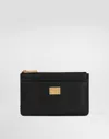 Dolce & Gabbana Zip-closure Calf Leather Wallet With Gold-tone Hardware In Black