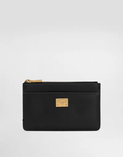 Dolce & Gabbana Plongé Calfskin Card Holder In Black
