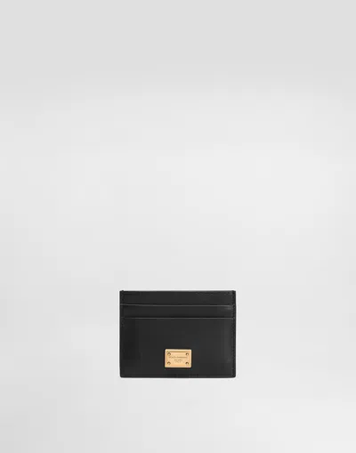 Dolce & Gabbana Plongé Calfskin Card Holder In Black