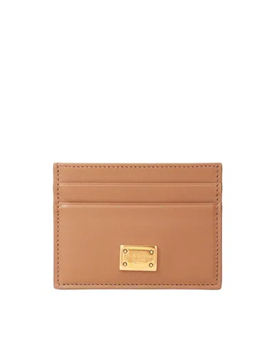 Dolce & Gabbana Plongé Calfskin Card Holder In Brown