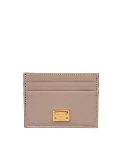 Dolce & Gabbana Plongé Calfskin Card Holder In Neutral