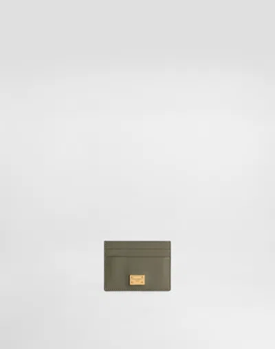 Dolce & Gabbana Plongé Calfskin Card Holder In Green