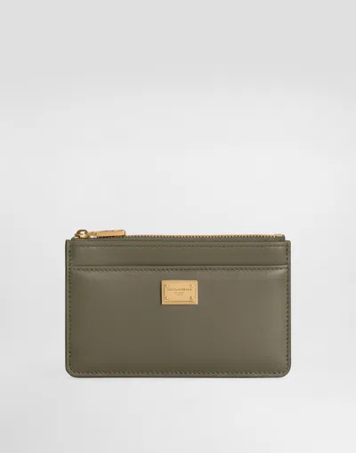 Dolce & Gabbana Plongé Calfskin Card Holder In Green