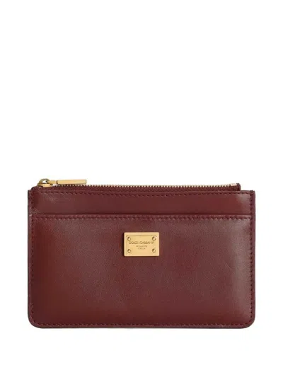 Dolce & Gabbana Plongé Calfskin Card Holder In Red