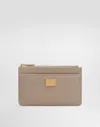 Dolce & Gabbana Slim Design Plonge Cardholder With Gold Hardware In Neutral