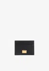 Dolce & Gabbana Black Dauphine Leather Card Holder In Black