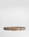 Dolce & Gabbana Taupe Plonge Leather Belt In Pink