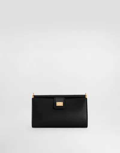 Dolce & Gabbana Plongé Calfskin Phone Bag In Black