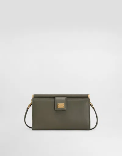 Dolce & Gabbana Plongé Calfskin Phone Bag In Green