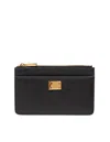 Dolce & Gabbana Zip-closure Calf Leather Wallet With Gold-tone Hardware In Black