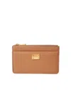 Dolce & Gabbana Caramel Color Plonge Leather Card Holder In Brown