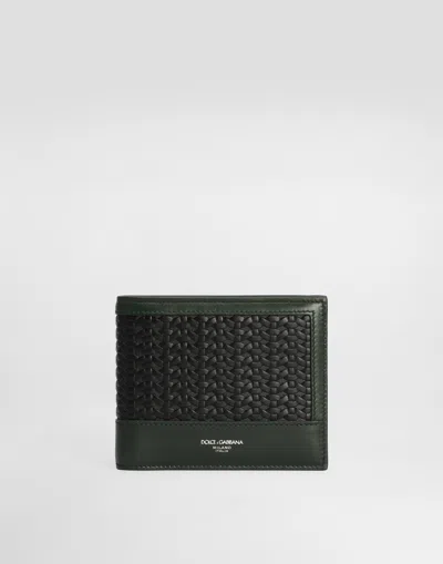 Dolce & Gabbana Plongé Woven Calfskin Wallet In Multi