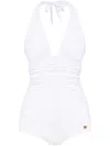 Dolce & Gabbana Plunge-neck Swimsuit In White