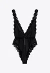Dolce & Gabbana Lace-trimmed Silk-blend Satin Bodysuit In Black