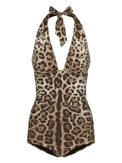 Dolce & Gabbana Plunging V-neck Triangle Bikini Top With Dg Logo And Matching Pvc Pouch In Yellow