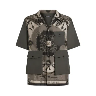 Dolce & Gabbana Pocket Patterned Shirt In Gray