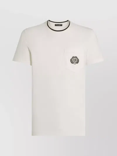 Dolce & Gabbana Pocketed Ribbed Neck T-shirt In Neutral