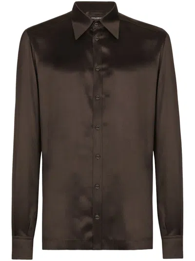Dolce & Gabbana Button-up Silk Shirt In Multicolor