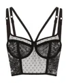 DOLCE & GABBANA SEMI-SHEER LACE-PANEL BRA