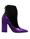 Dolce & Gabbana Purple Black Pointed Ankle Boots Shoes In Purple