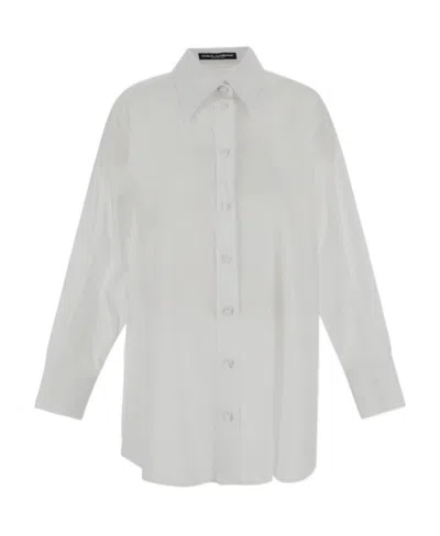 Dolce & Gabbana Pointed-collar Drop-shoulder Shirt In White