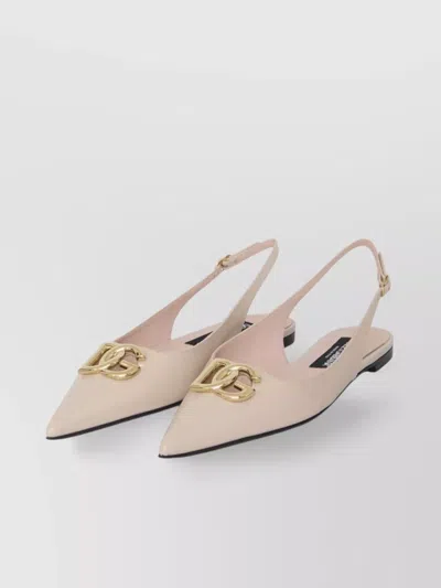 Dolce & Gabbana Pointed Flat Sole Leather Ballerinas